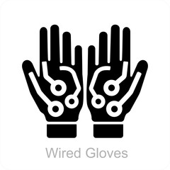 Wired Gloves and technology icon concept