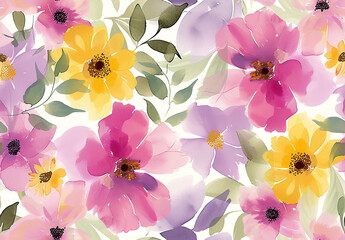 Seamless Beautiful Pattern With Summer Flowers