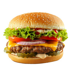 Burger, transparent background, isolated image, generative AI