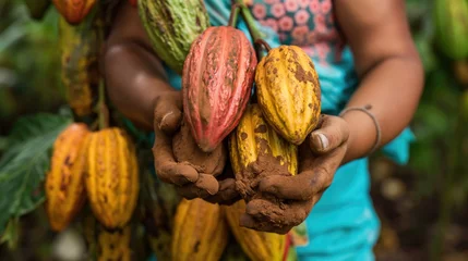 Deurstickers Harvesting cocoa beans © cherezoff