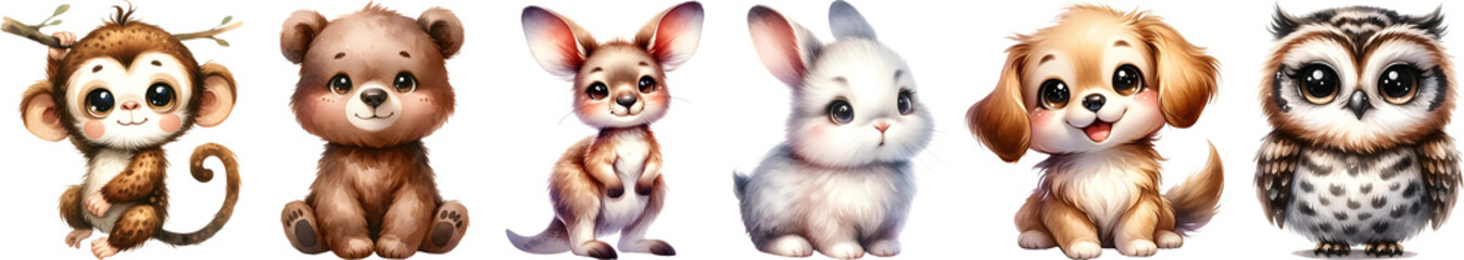 Naklejka premium Watercolor of animal cute cartoon for decoration.