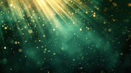 Abstract beautiful sunlight on dark green background. Generate AI image