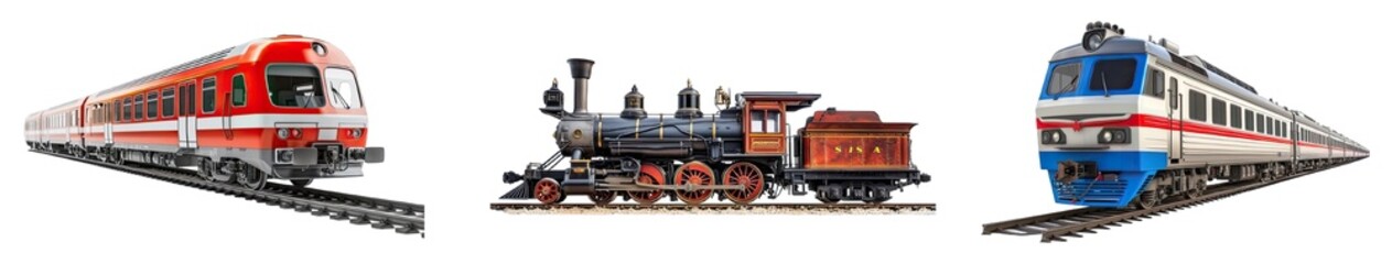 Obraz premium Collection of PNG. Train isolated on a transparent background.