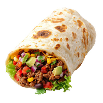 Burrito, transparent background, isolated image, generative AI