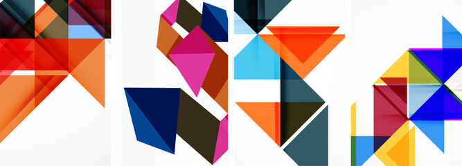 Triangle poster geometric background set