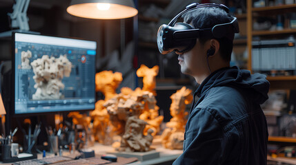 Artist Using VR Technology for 3D Sculpture Design