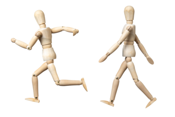 木製の人形による　歩く、走る、の動作