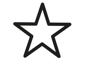 5 pointed Star Black Thick Outline drawing. Editable Clip Art.