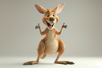  Cartoon Kangaroo Standing Hind