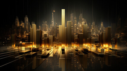 Fototapeta na wymiar Skyscrapers of the big city are illuminated at night, generative AI