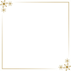 ゴールド色の雪の結晶正方形フレーム/イラスト/素材