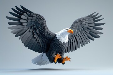 A cartoon eagle in flight with wings fully extended.