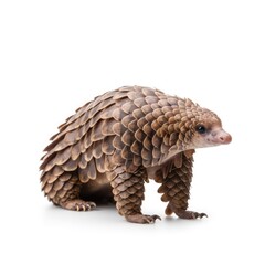 Photo of pangolin isolated on white background