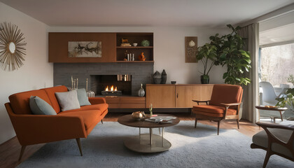 Fototapeta premium Mid Century Modern Living Room