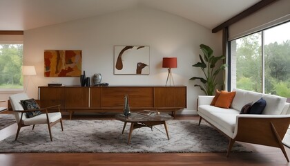 Naklejka na ściany i meble Mid Century Modern Living Room