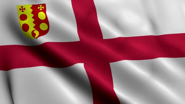Flag of the Diocese of Birmingham. Waving Fabric Satin Texture Flag of Diocese of Birmingham 3D Illustration. Real Texture Flag of the Diocese of Birmingham of the Church of England Banner Collection