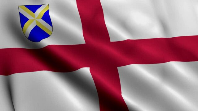 Flag of the Diocese of Bath and Wells. Waving Fabric Satin Texture Flag 3D Illustration. Real Texture Flag of the Diocese of Bath and Wells of the Church of England Banner Collection