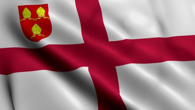 Flag of the Diocese of Chester. Waving Fabric Satin Texture Flag of Diocese of Chester 3D Illustration. Real Texture Flag of the Diocese of Chester of the Church of England Banner Collection, UK