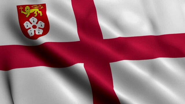Flag of the Diocese of Leicester. Waving Fabric Satin Texture Flag of Diocese of Leicester 3D Illustration. Real Texture Flag of the Diocese of Leicester of the Church of England Banner Collection, UK