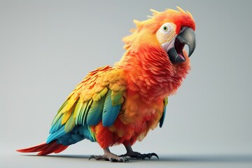 Colorful parrot with open beak.