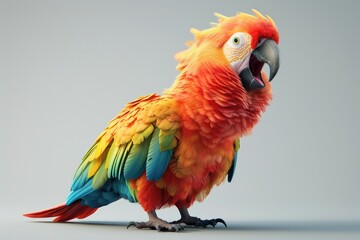 Naklejka premium Colorful parrot with open beak.