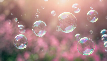 Valentine's Dreams: Delicate Soap Bubbles Create a Pink Wonderland"