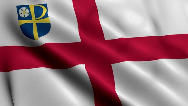 Flag of the Diocese of Leeds. Waving Fabric Satin Texture Flag of Diocese of Leeds 3D Illustration. Real Texture Flag of the Diocese of Leeds of the Church of England Banner Collection, UK