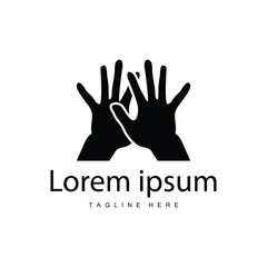 Simple hand and fingers vector design minimalist black silhouette product brand hand logo template