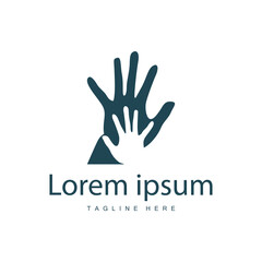 Simple hand and fingers vector design minimalist black silhouette product brand hand logo template