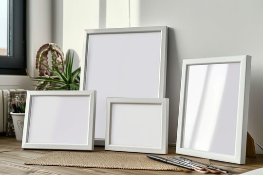 blank photo frames on the table