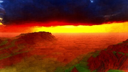 sunset in the mountains