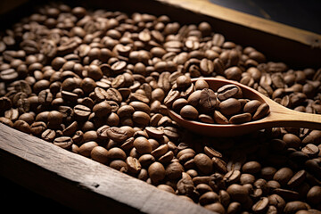 Close-Up Shot of Roasted Coffee Beans. AI Generative