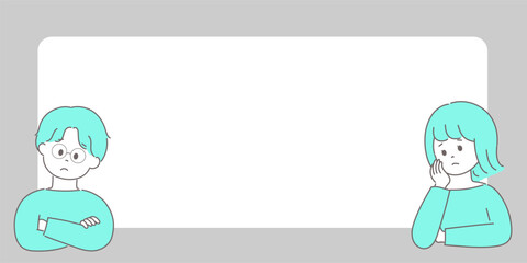  悩んでいる男女のフレーム