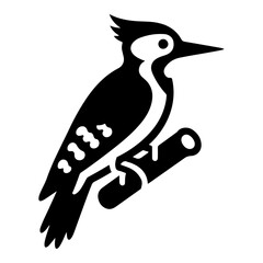 Woodpeckers bird logo concept, black color silhouette, white background