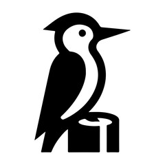 Woodpeckers bird logo concept, black color silhouette, white background