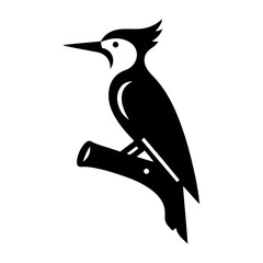 Woodpeckers bird logo concept, black color silhouette, white background
