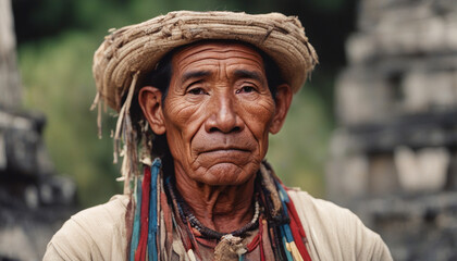 Photo of Mayan man. Сoncept of the peoples of the world