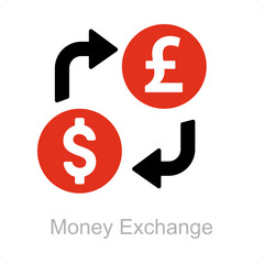 Money exchange and currecny icon concept