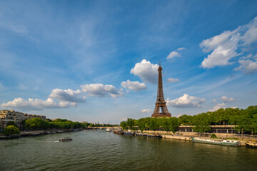 Fototapeta na wymiar Paris France, city skyline at Eiffel Tower and Seine River