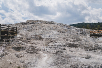 Travertine terraces at the Mammoth Hot Springs in Yellowstone National Park