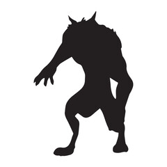 werewolf silhouette vector isolated black on white background