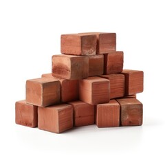 Photo of red bricks isolated on white background