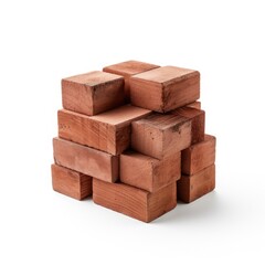 Photo of red bricks isolated on white background