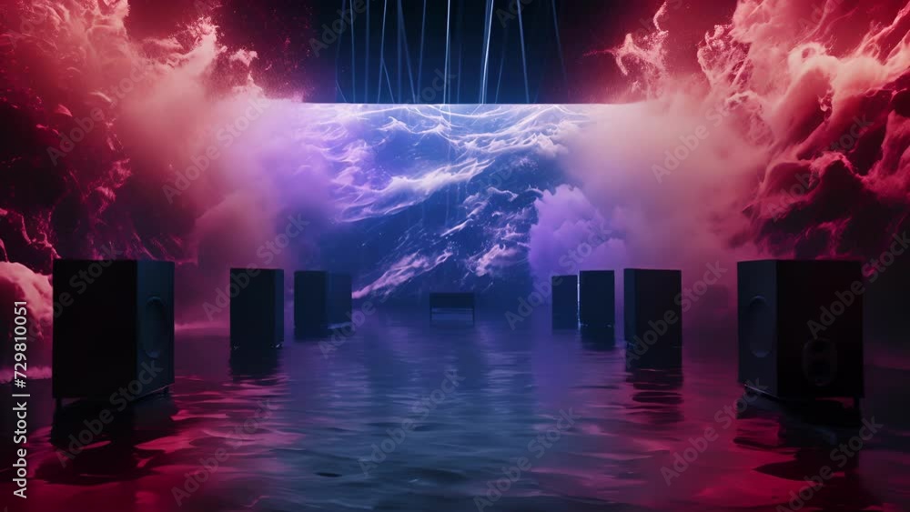 Poster a mesmerizing audiovisual spectacle as speakers are expertly positioned to create a symphony of wave