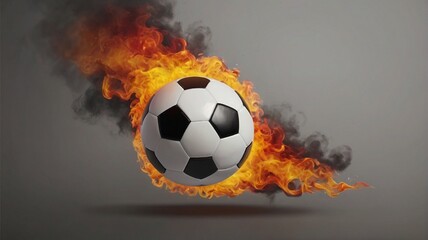soccer ball in fire with isolated white