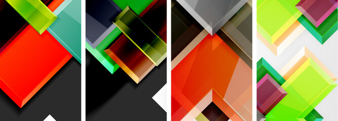 Color glass glossy square composition poster set for wallpaper, business card, cover, poster, banner, brochure, header, website