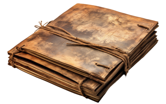 Aged Leather Photo Book with Fading Pictures for a Nostalgic Touch