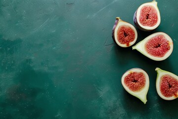 vibrant display of sliced figs revealing their intricate, red inner texture - obrazy, fototapety, plakaty