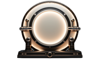 Art Deco Vanity Mirror with Lights on Isolated Background