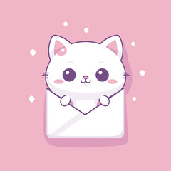 Obraz na płótnie Canvas cute little cat with envelope, love letter with cutie cat vector illustration